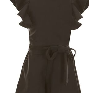 GB Big Girls Ruffle Sleeve Romper Culotte Shorts.  Sz M. 2 Side Pockets.
